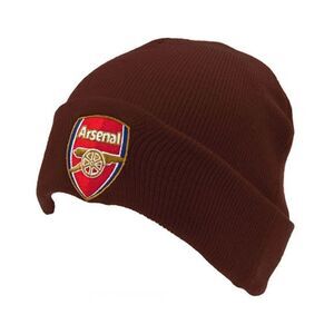 Arsenal FC Unisex Adult Crest Knitted Turned Up Cuff Beanie / Maroon